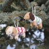 Set of 2 Holiday Sweater Dachshunds Ornaments, Brown - Ornaments - 4