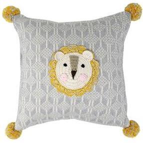 Lion Pillow, Grey/Mustard