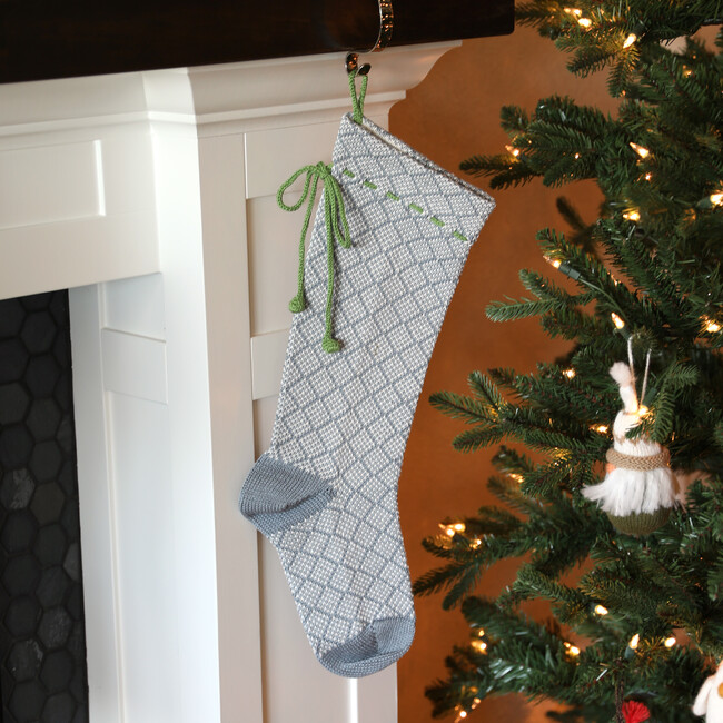 Patterned Stocking, Grey/Green - Stockings - 2