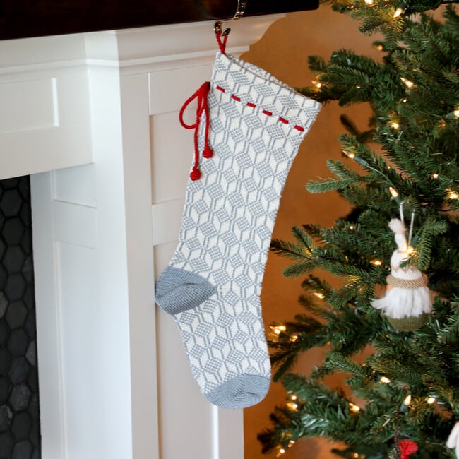 Patterned Stocking, Grey/Red - Stockings - 3