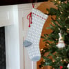 Patterned Stocking, Grey/Red - Stockings - 3