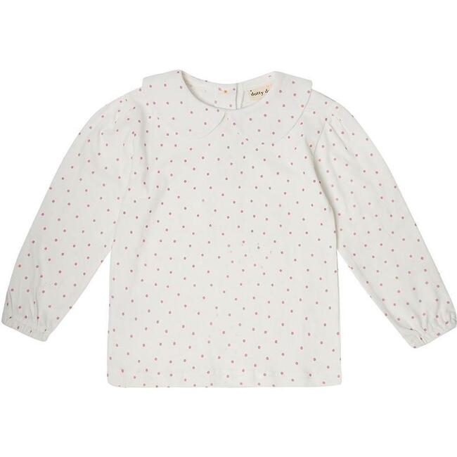 Peter Pan Collar Shirt, Pink Dot - Shirts - 1
