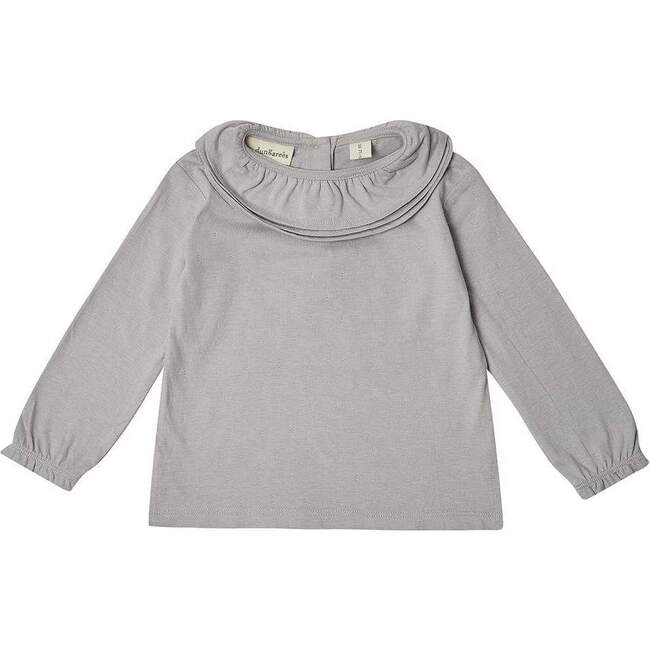 Margaux Ruffle Neck Shirt, Dove - Shirts - 1