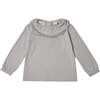 Margaux Ruffle Neck Shirt, Dove - Shirts - 1 - thumbnail