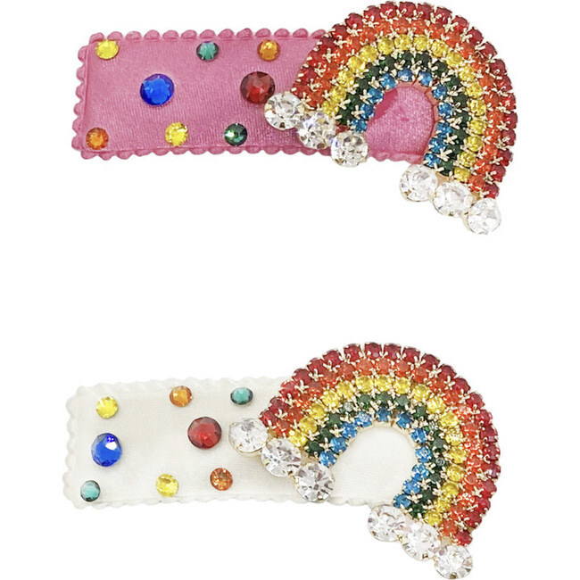 Rainbow Clip Set of 2, Pink and White