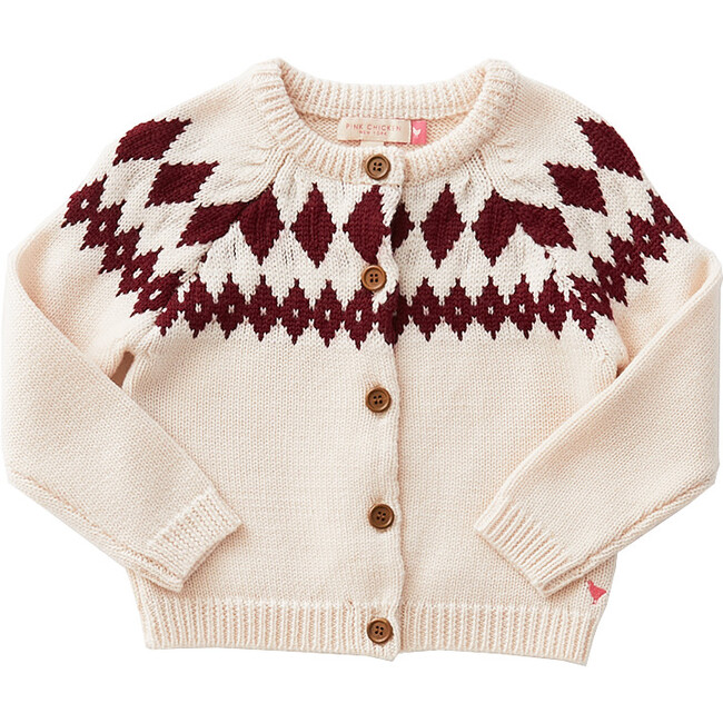 Fair Isle Sweater, Cream & Brick Red Fair Isle - Sweaters - 1