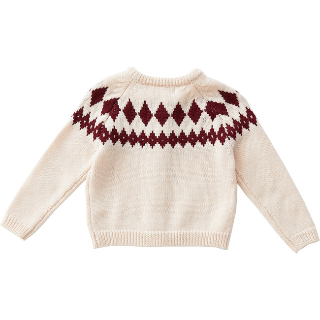 Fair Isle Sweater, Cream & Brick Red Fair Isle - Sweaters - 4