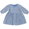 Cecil Reversible Baby Dress, Blue Herringbone - Dresses - 1 - thumbnail
