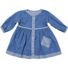 Cecil Reversible Baby Dress, Blue Herringbone - Dresses - 2