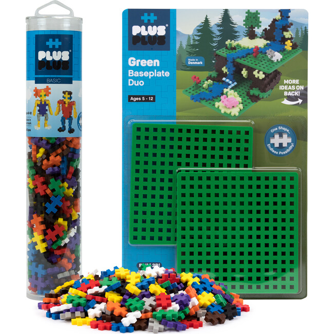 240 pc Tube & Baseplate Duo Bundle, Basic Mix - STEM Toys - 1