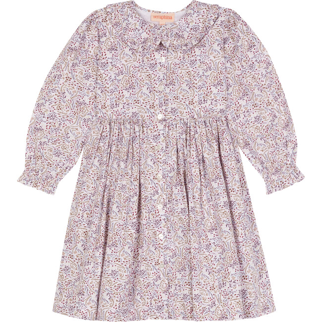 The Little Ruffle Collar Dress, Khaki & Blush Floral - Dresses - 1