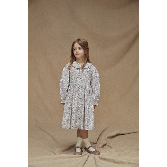 The Little Ruffle Collar Dress, Khaki & Blush Floral - Dresses - 2