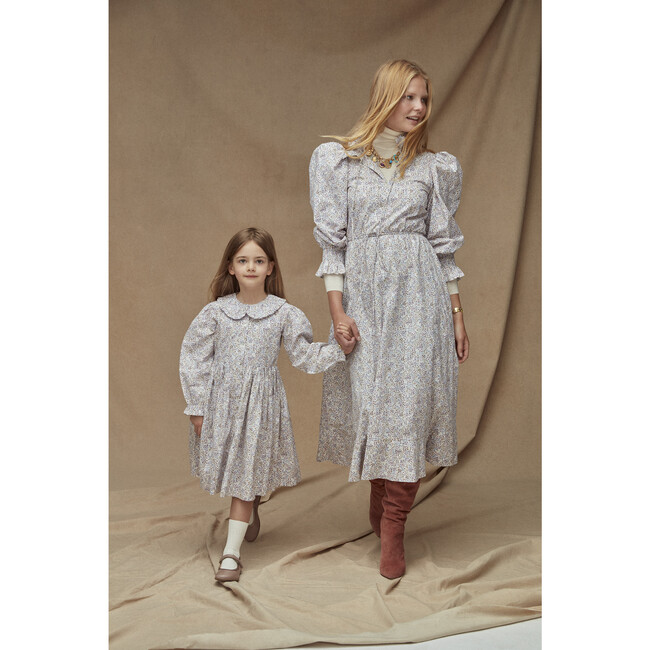 The Little Ruffle Collar Dress, Khaki & Blush Floral - Dresses - 3