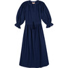 Women's Scallop Prairie Dress, Navy Blue - Dresses - 1 - thumbnail