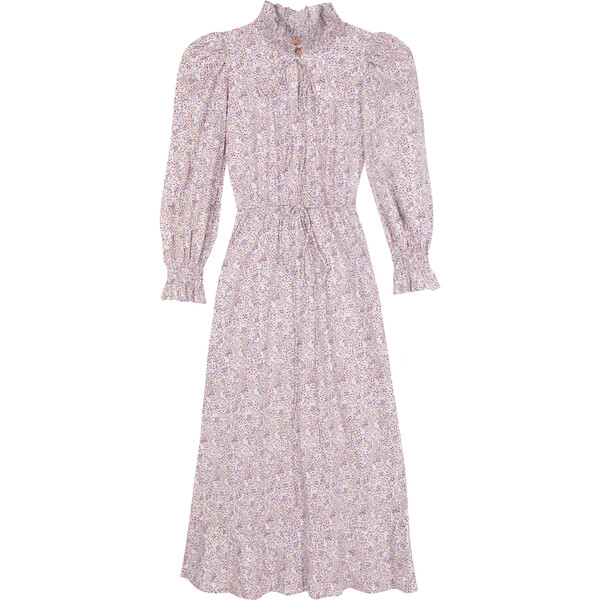 Women's Carey Smocked Dress,Khaki and Blush Floral - Seraphina London ...