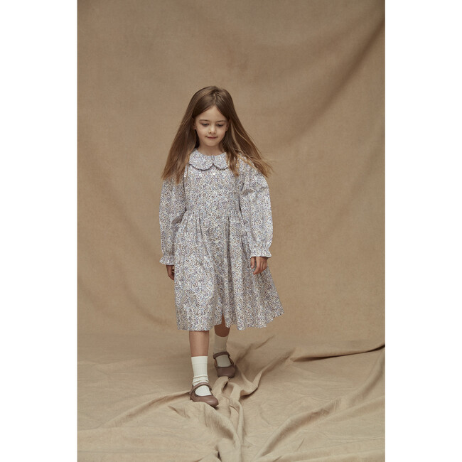 The Little Ruffle Collar Dress, Khaki & Blush Floral - Dresses - 5