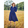 Women's Scallop Prairie Dress, Navy Blue - Dresses - 2