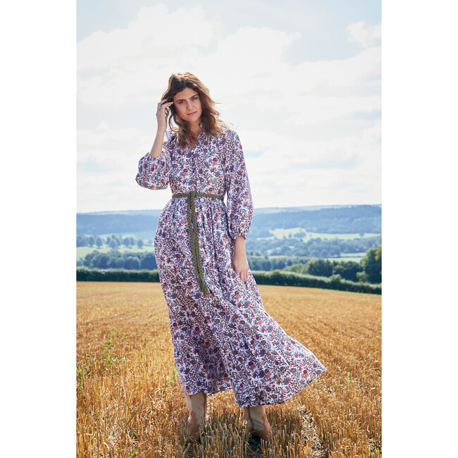 Women's Autumn Nehru Collar Dress, Autumn Florals - Dresses - 2