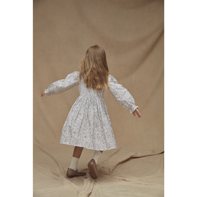 The Little Ruffle Collar Dress, Khaki & Blush Floral - Dresses - 7