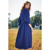 Women's Scallop Prairie Dress, Navy Blue - Dresses - 3
