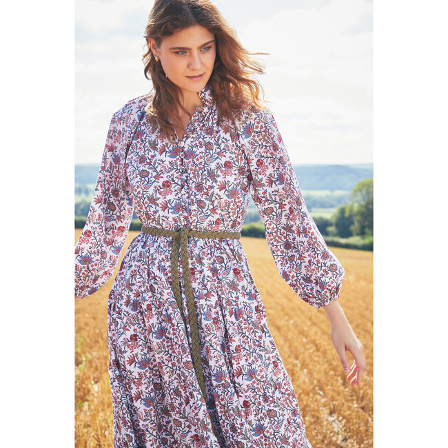 Women's Autumn Nehru Collar Dress, Autumn Florals - Dresses - 3