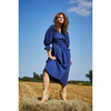 Women's Scallop Prairie Dress, Navy Blue - Dresses - 4