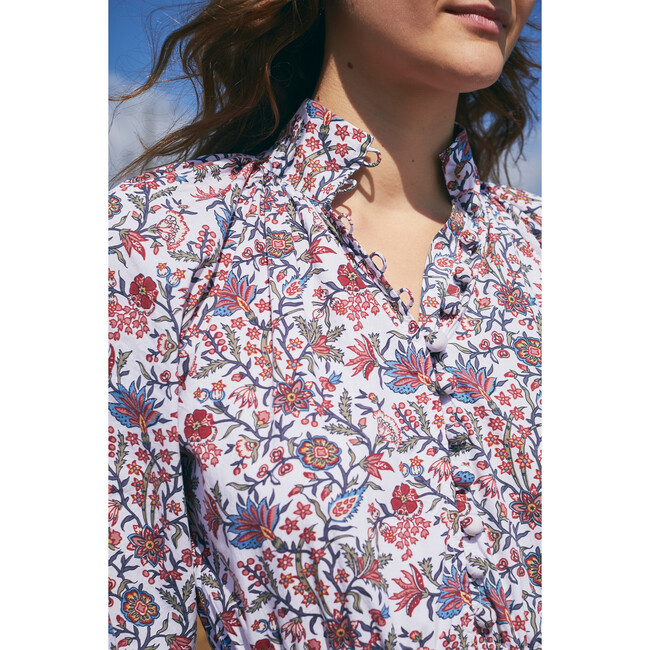 Women's Autumn Nehru Collar Dress, Autumn Florals - Dresses - 4