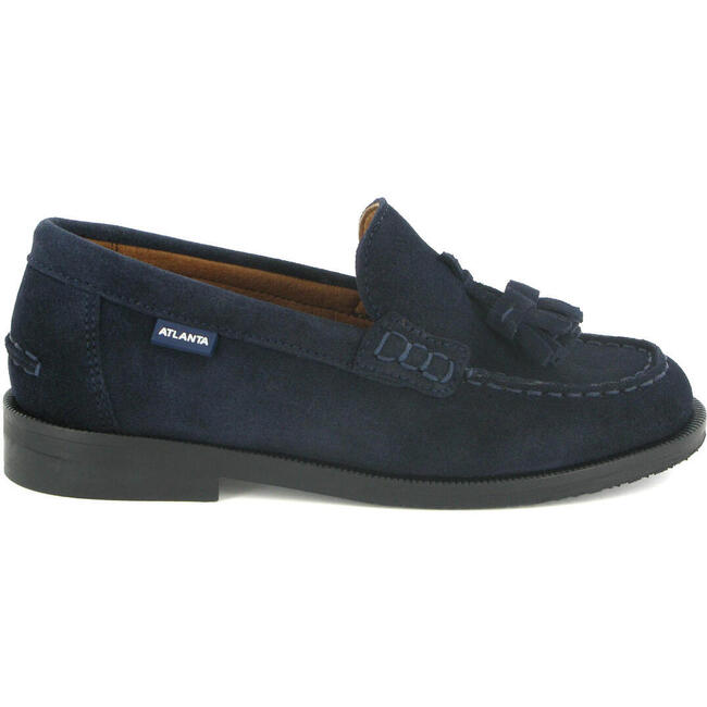 College Shoe with Tassel in Suede, Dark Blue