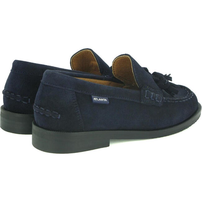 College Shoe with Tassel in Suede, Dark Blue - Loafers - 4