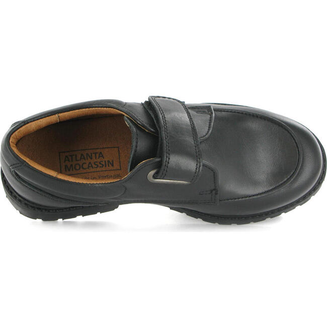College Shoe with Velcro in Smooth Leather, Black - Loafers - 5