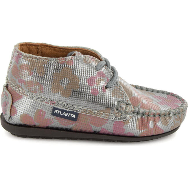 Moccasin Boot in Printed Leather, Grey