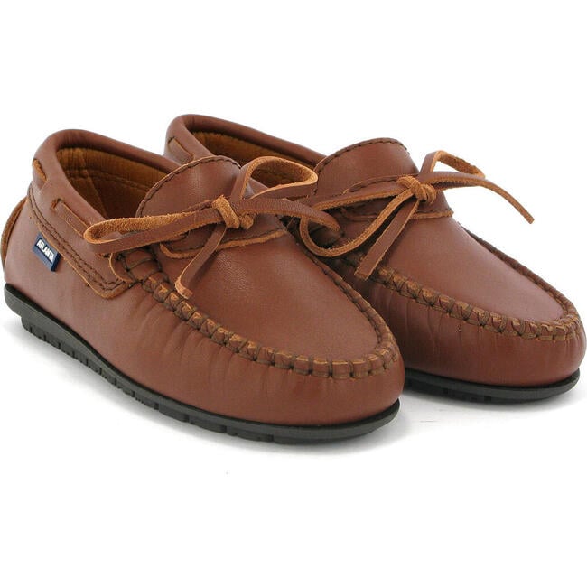 Laces Moccasin in Smooth Leather, Cuoio - Loafers - 3