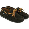 Hazel Laces Moccasin in Suede, Dark Brown - Loafers - 3