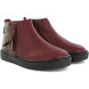 Sneaker Boot in Croco-effect Leather, Burgundy - Sneakers - 3