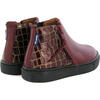 Sneaker Boot in Croco-effect Leather, Burgundy - Sneakers - 4