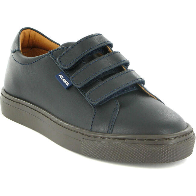 Three Straps Sneaker in Smooth Leather, Navy