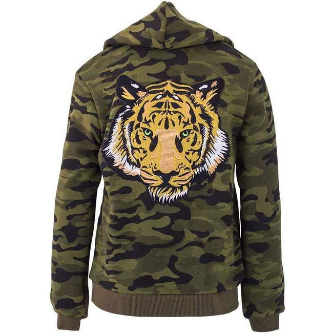 Camo Eyed Tiger Hoodie, Green - Sweatshirts - 1