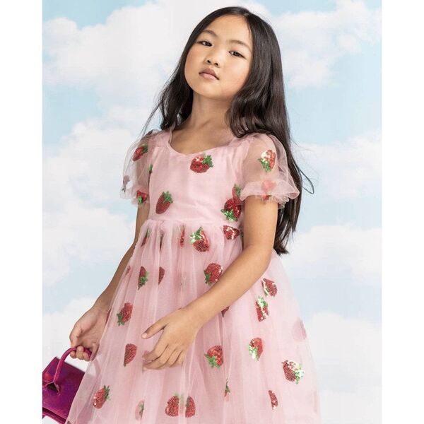 green emerald velvet dress Baby Girl Summer Sequined Strawberry Princess Dress – marryshe