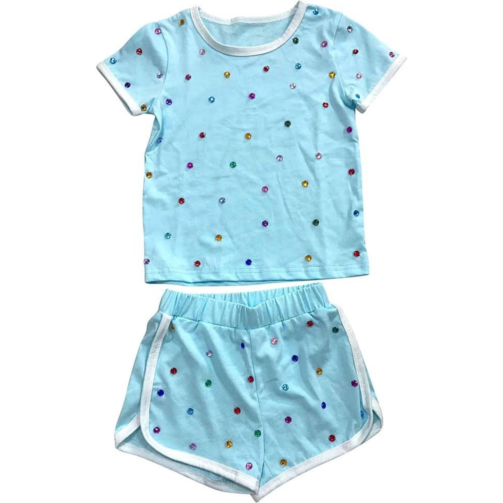 Rainbow Gem Short Set, Baby Blue - Mixed Apparel Set - 1