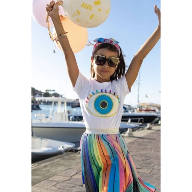 Rainbow Evil Eye Tee, White - Tees - 2