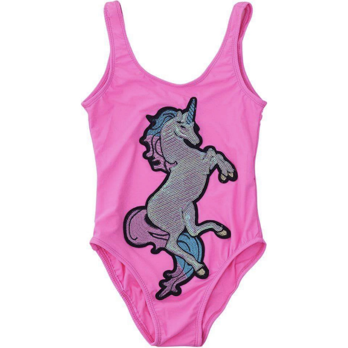 Neon Unicorn Sequin One Piece, Pink - One Pieces - 1