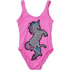 Neon Unicorn Sequin One Piece, Pink - One Pieces - 1 - thumbnail