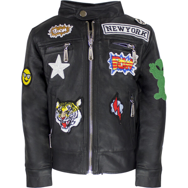 Boy All About the Patch Vegan Leather Jacket, Black - Lola + The Boys ...
