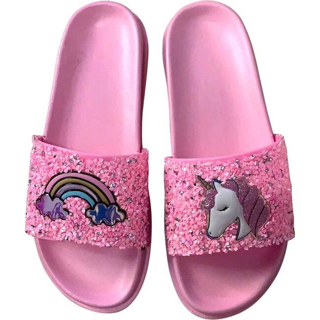 Glitter Unicorn Slides, Pink
