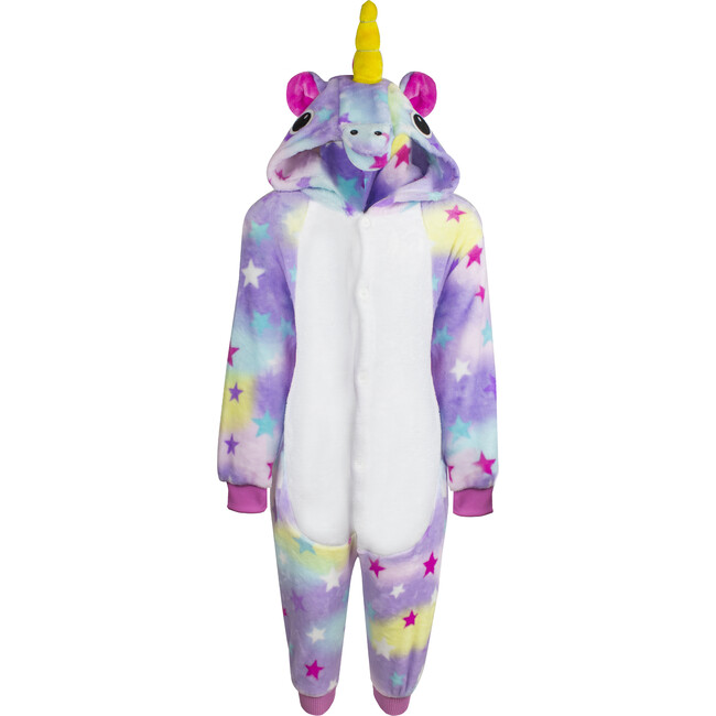 Fuzzy Unicorn Onesie, Purple - Pajamas - 1