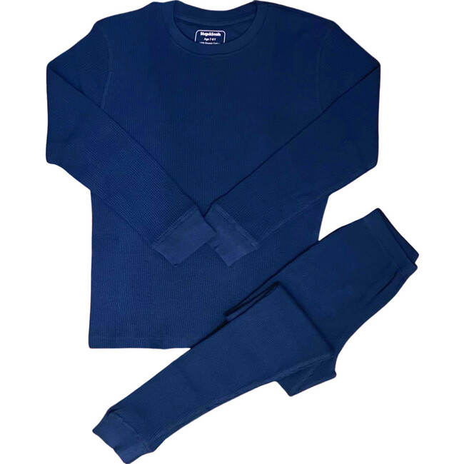 Luxury 100% Organic Cotton Top And Legging Loungeware Set, Navy - Loungewear - 1