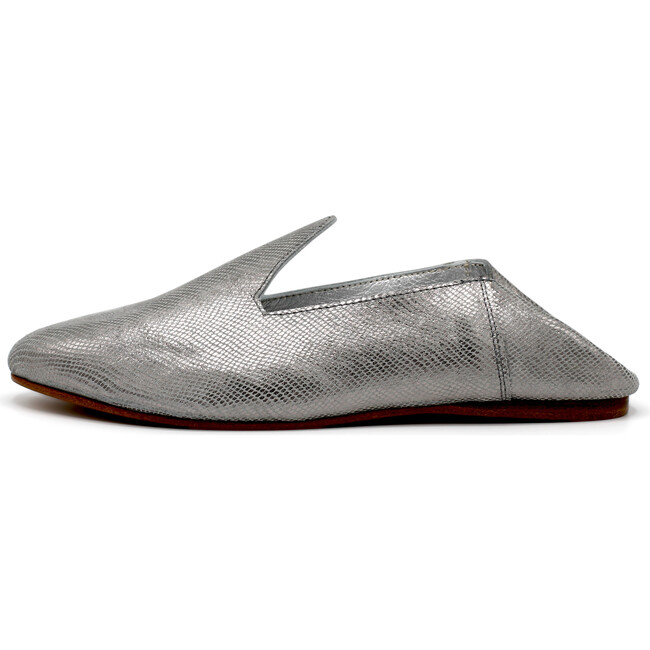Leather Slide Loafer, Gray - Flats - 1