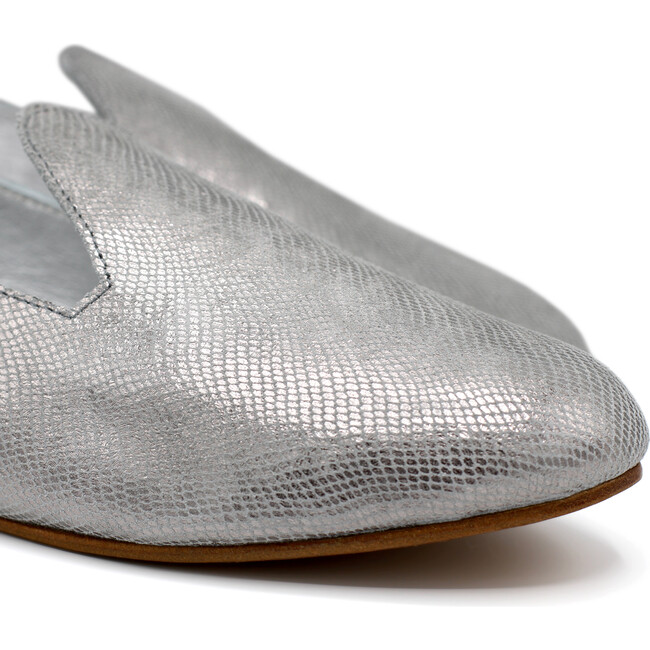 Leather Slide Loafer, Gray - Flats - 2