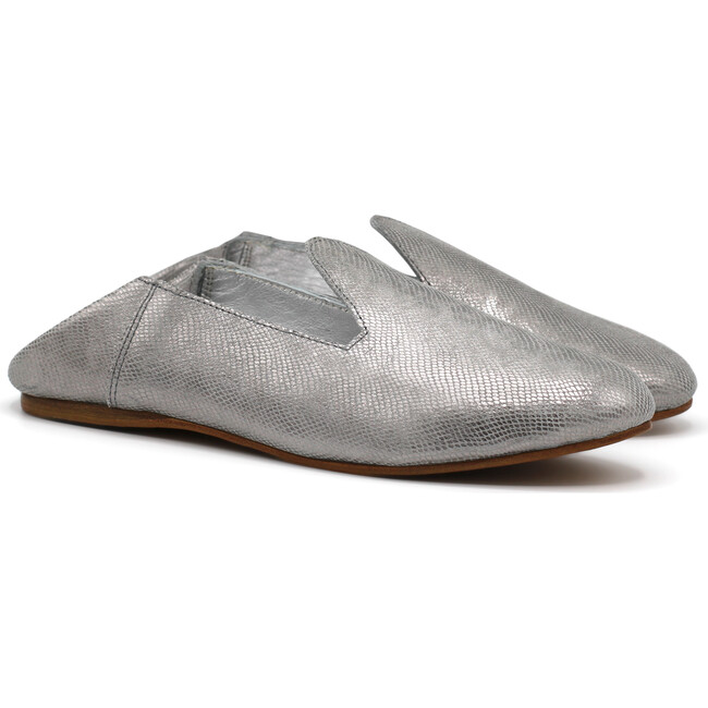 Leather Slide Loafer, Gray - Flats - 3
