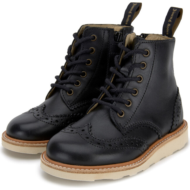 Sidney Brogue Boot Black Leather